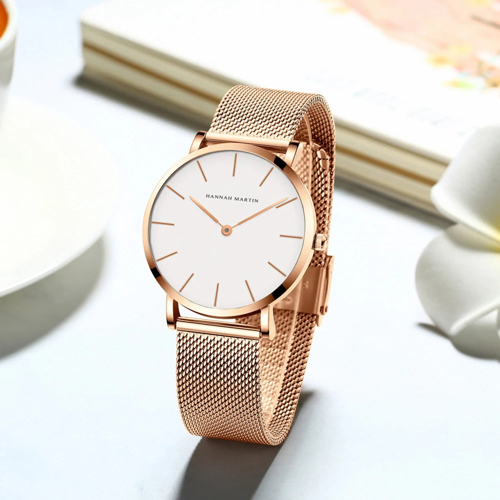 Rose Gold Women's Bracelet Watch with Japan Quartz Movement - Smarsty