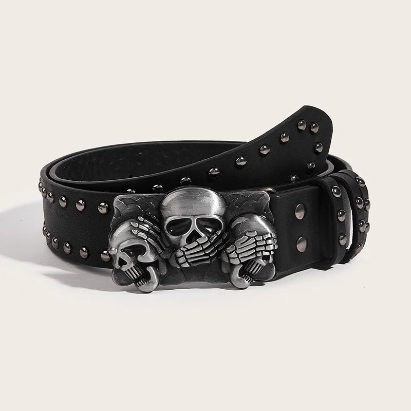 Luxury Punk Goth Rivet Unisex Designer Belt Black - Smarsty