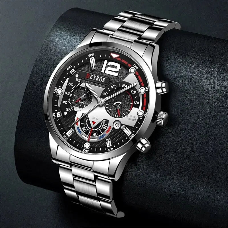 Luxury Men's Silver Quartz Watch With Luminous Feature - Smarsty