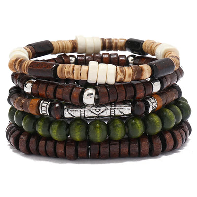 Ethnic Wood Bead Cactus Charms Bracelets for Women - Smarsty