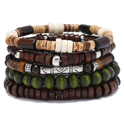 Ethnic Wood Bead Cactus Charms Bracelets for Women - Smarsty