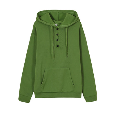 European and N Women's Long-sleeved Loose Casual Hooded Drawstring Pocket Hoodie - Smarsty