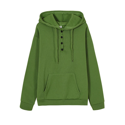 European and N Women's Long-sleeved Loose Casual Hooded Drawstring Pocket Hoodie