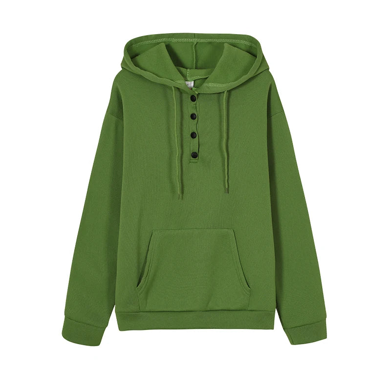 European and N Women's Long-sleeved Loose Casual Hooded Drawstring Pocket Hoodie