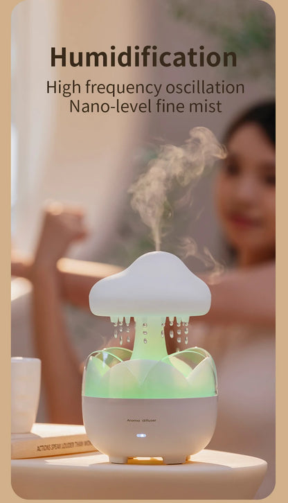 Mushroom Rain Humidifier and Aroma Diffuser with Colorful Night Lights - Smarsty