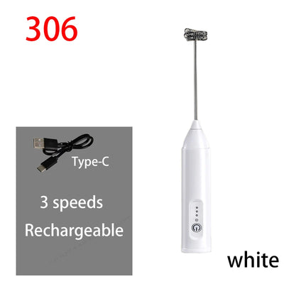 HOT  Electric Milk Frother + Egg Beater Wireless Type-C Charging 3 Speeds Mini Handheld Foam Maker Coffee Whisk Cooking Tools - Smarsty