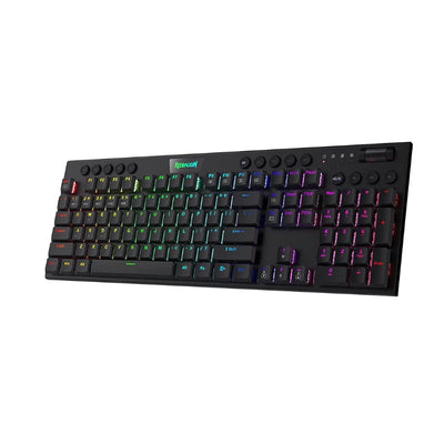 Redragon K618 Horus Wireless RGB Mechanical Keyboard, Bluetooth/2.4Ghz/Wired Tri-Mode Low Profile Gaming Keyboards - Smarsty