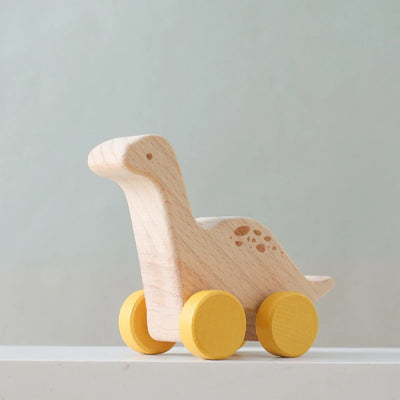 Wooden Baby Car Toys Beech Wooden Dinosaur Cartoon Car Teether Educational Montessori Toys For Children Teething Baby Toys - Smarsty