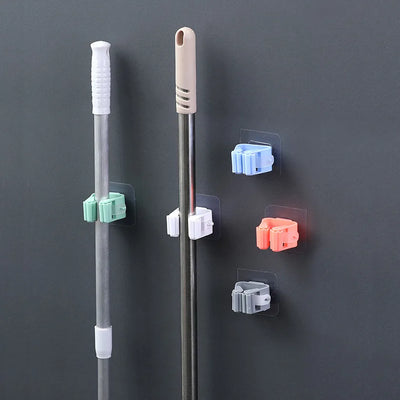 Mop Storage Storage Rack Bathroom Suction Hanging Pipe Traceless Mop Clip Broom Hanger Wall-Mounted Waterproof Mop Rack by Smarsty
