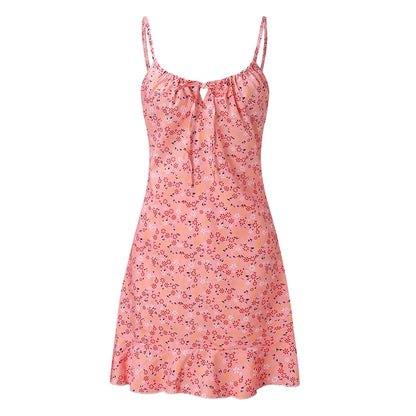Women's Sexy Casual Home Small Floral Camisole Dress Summer Comfortable Skirt - Smarsty