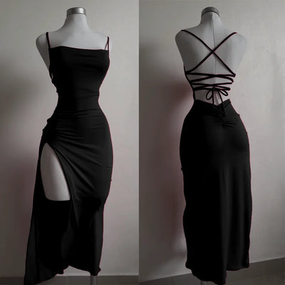 2024 explosive new dress summer high sensibility halter strap Spice Girl bag hip dress - Smarsty