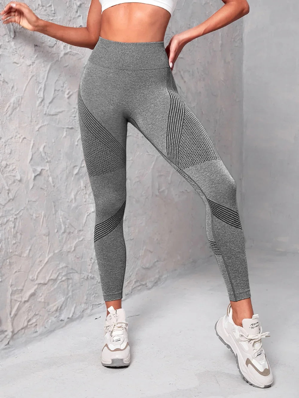 Elastic High Waist Leggings Women Knitted Solid Tights Seamless Butt Lift Fitness Yoga Fashion Skinnly Gym Sports Leggings - Smarsty
