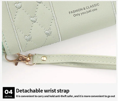 Women Long Wallet Pu Leather Card Holder Large Capacity Hasp Zipper Coin Purse Multi Card Organizer Cell Phone Wristlet Handbag - Smarsty