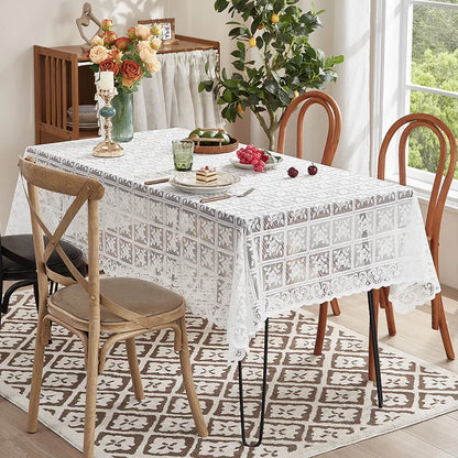 Beige Lace Embroidered Tablecloth for Elegant Events - Smarsty