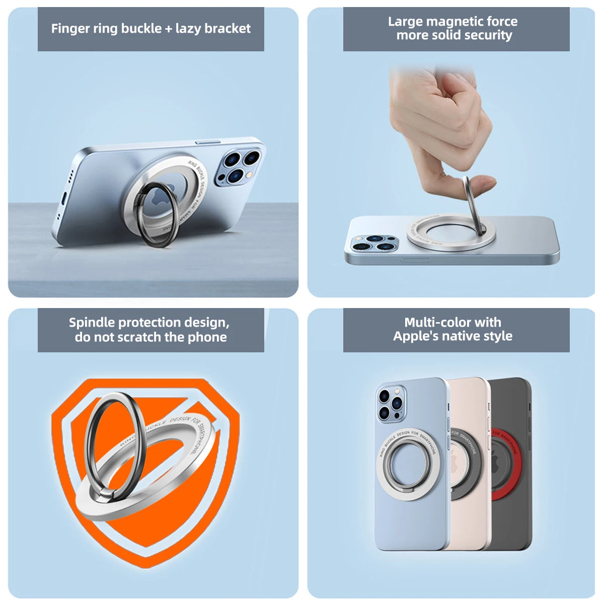 360 Degree Magnetic Phone Holder Stand With MagSafe Ring - Smarsty