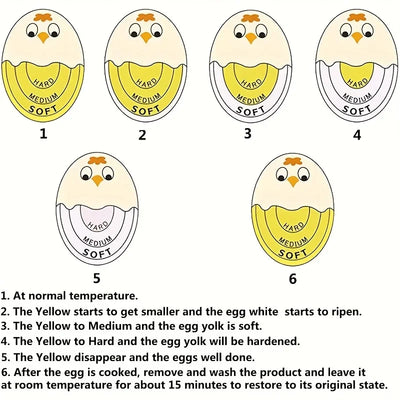 1/2pcs Chick Egg Timer Sensitive Color Change Indicator for Hard Soft Boiled Eggs Cooker Kitchen Gadget for Restaurants Bakeries by Smarsty