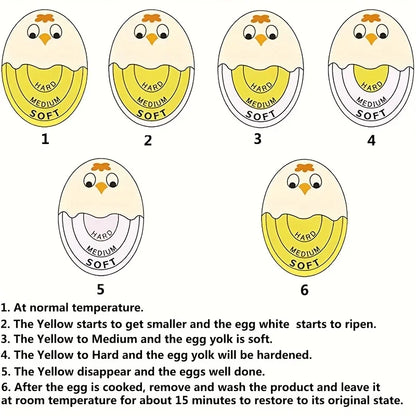 1/2pcs Chick Egg Timer Sensitive Color Change Indicator for Hard Soft Boiled Eggs Cooker Kitchen Gadget for Restaurants Bakeries