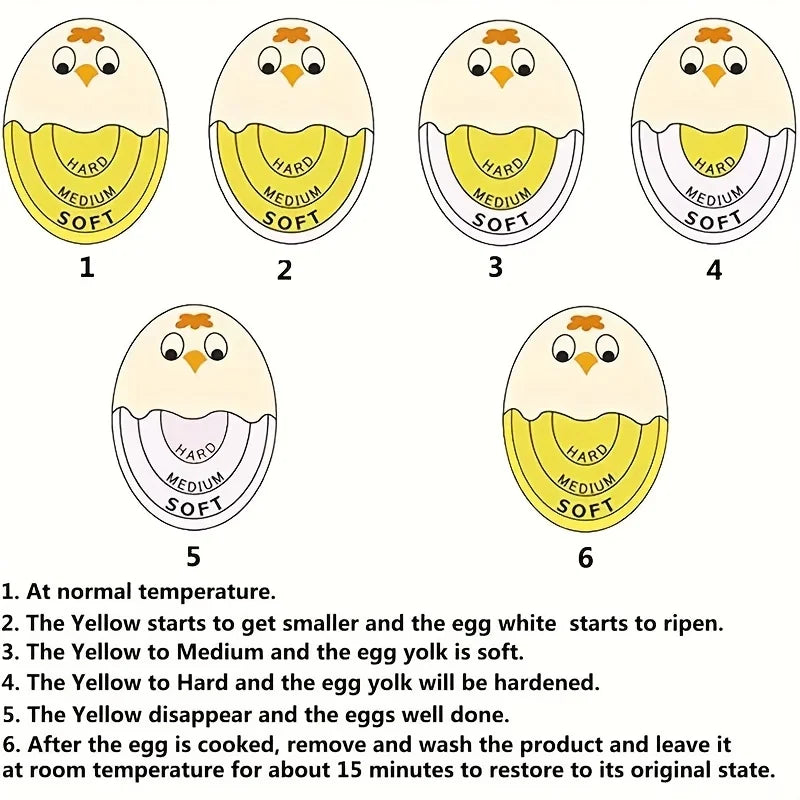 1/2pcs Chick Egg Timer Sensitive Color Change Indicator for Hard Soft Boiled Eggs Cooker Kitchen Gadget for Restaurants Bakeries
