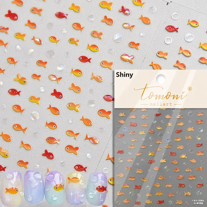 5D Summer Beach Nail Stickers with Shiny Sea Designs - Smarsty