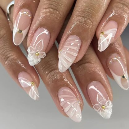 24pcs Flower Design Fake Nail Tips Full Cover - Smarsty
