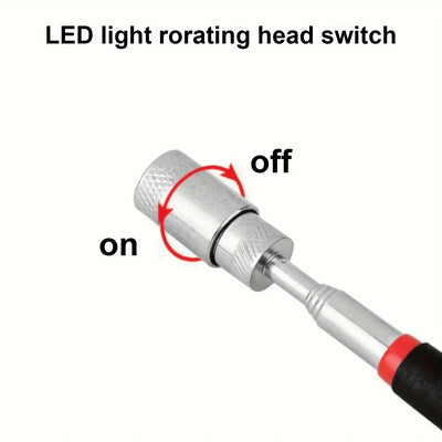1pc Portable Magnetic Pick Up Tool Extendable Telescopic LED Torch Magnet Rod For Repairing Shop - Smarsty