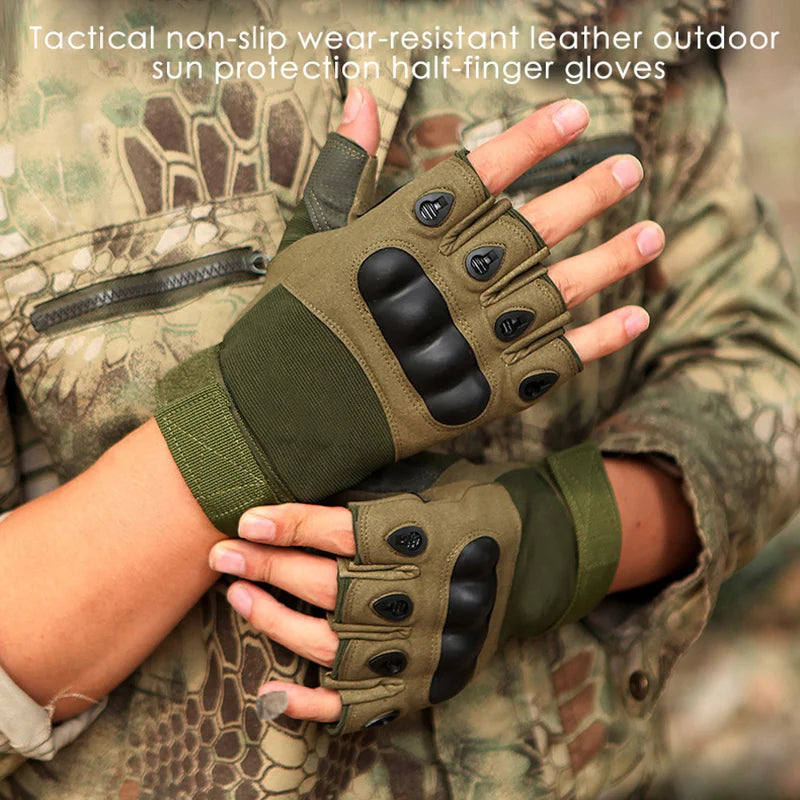 Men's Hard Knuckle Fingerless Gloves for Combat and Hunting - Smarsty