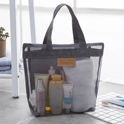 Mesh Makeup Toiletry Storage Bags Handbags Portable Travel Washing Body Shower Tools Organizer Hanging Cosmetic Organizer Pouch - Smarsty