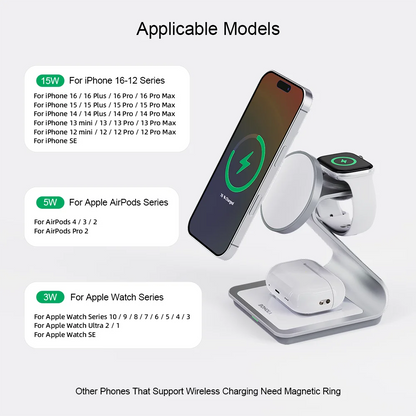 Magnetic Wireless Charger 3 in 1 Station for iPhone Watch - Smarsty