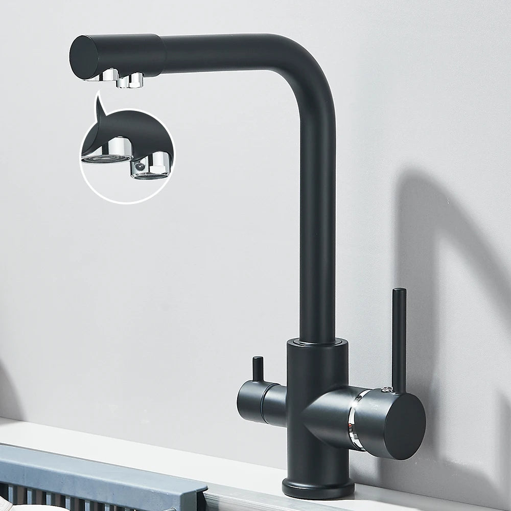 Black Grey Water Filter Kitchen Faucet with 360 Degree Rotation - Smarsty
