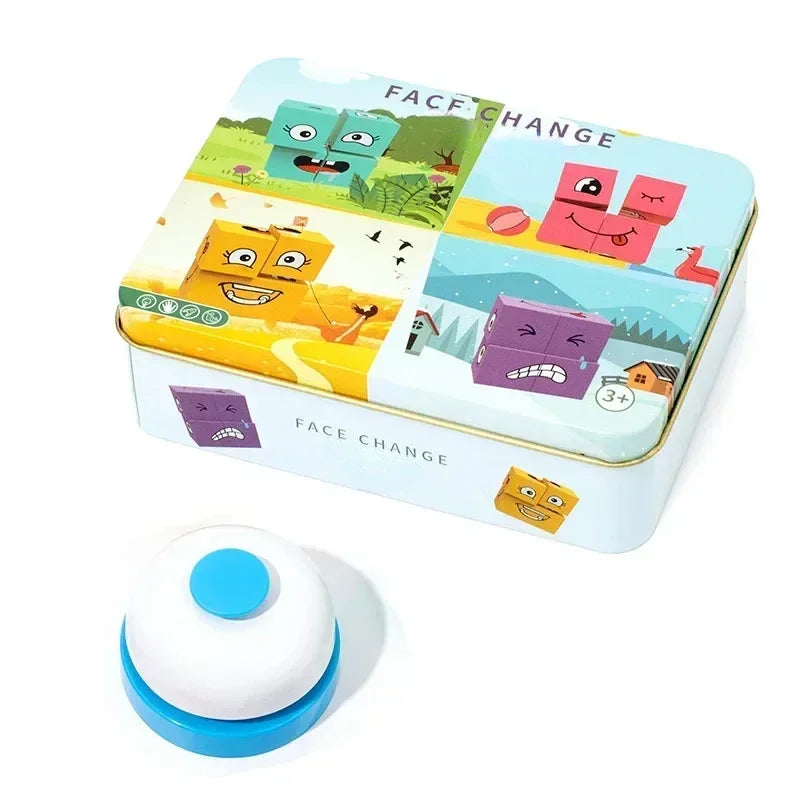 Cube Face Changing Building Blocks Board Game Wood Puzzle Montessori Expression Wooden Blocos for Children Battle Table Game by Smarsty