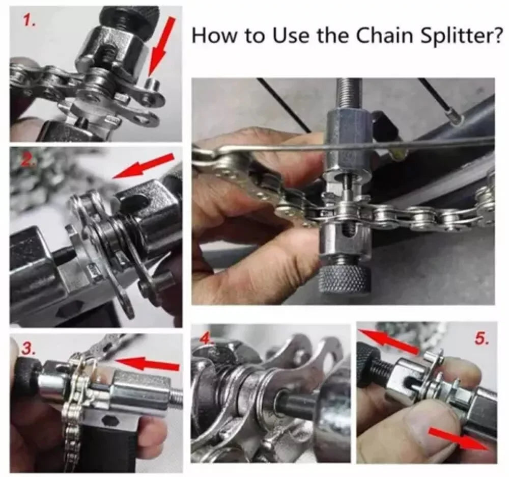 9PCS Bike Repair Tool Kit Crank Chain Cutter Extractor Freewheel Puller Crank Puller Spoke Wrench Complete Bike Maintenance Kits