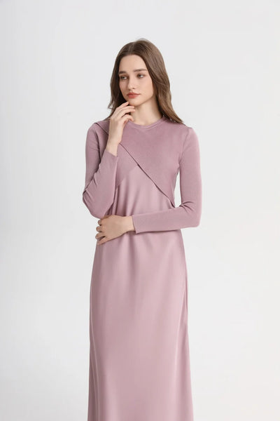 AS 2025 spring summer elegance satin dress + knitted top match set maxi floor length woman clothes - Smarsty