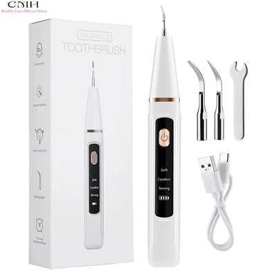 Ultrasonic Teeth Cleaner Tartar Remover Dental Calculus Stain Eraser Gum Multi Gear Type-C Rechargeable Portable Oral Care Tool - Smarsty