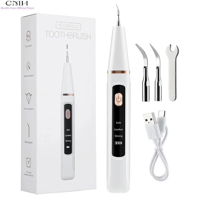 Ultrasonic Teeth Cleaner Tartar Remover Dental Calculus Stain Eraser Gum Multi Gear Type-C Rechargeable Portable Oral Care Tool - Smarsty