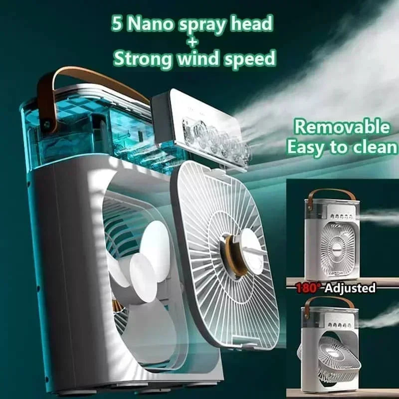 New 3 In 1 Fan AIr Conditioner Household Mini Air Cooler LED Night Light Portable Humidifier Air Adjustment Fan Office Home Fan - Smarsty