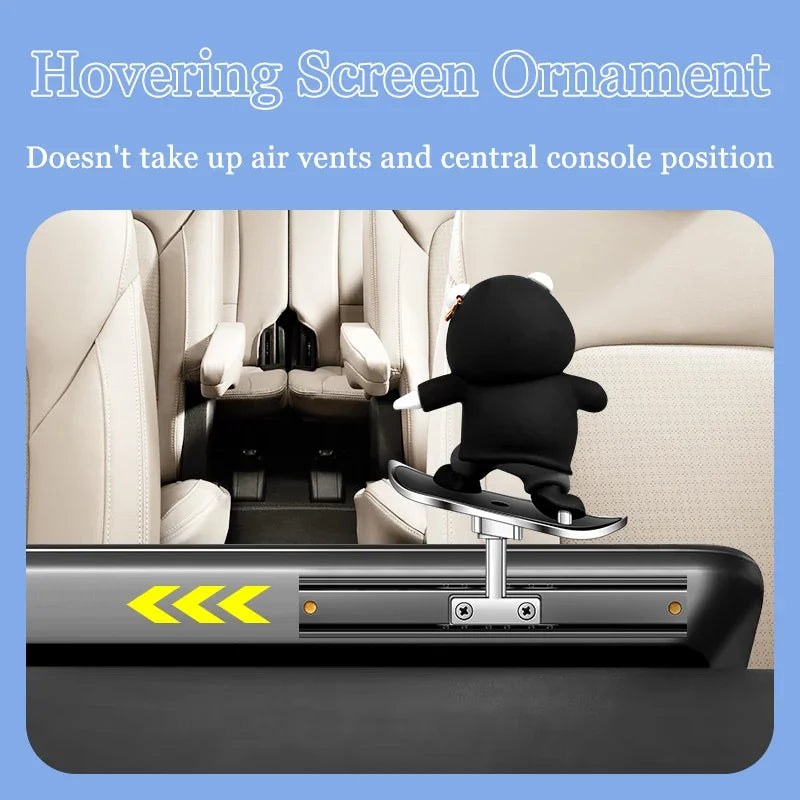 Car Center Console Ornament Bear Cartoon Alloy Sliding - Smarsty