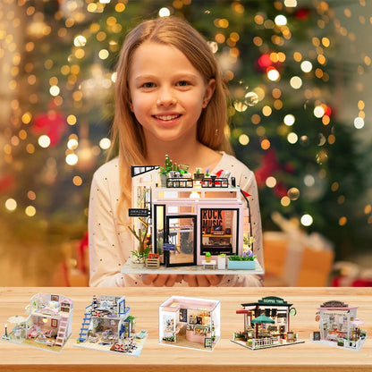 DIY Miniature Dollhouse Kits Hourly Light Studio House Sea Villa Wooden Doll House With Furniture Building Kids Toys Xmas Gifts by Smarsty