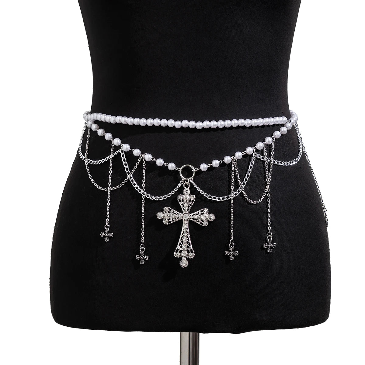 Lacteo Pearl Cross Tassel Belly Chain for Women - Smarsty