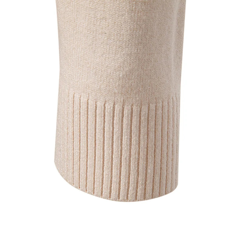 New Men's Long Sleeve Pullover Solid Color Half Zipper Sweaters V-neck Knitted Sweater Men Oversized Breathable Streetwear - Smarsty