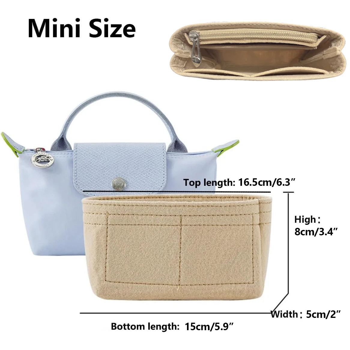Bag Organizer for Small Tote Bag Timid Bag Storage & Finishing Inner Bag Liner Handbags Insert Organizer fit Mini Size