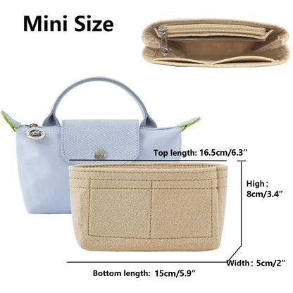 Bag Organizer for Small Tote Bag Timid Bag Storage & Finishing Inner Bag Liner Handbags Insert Organizer fit Mini Size