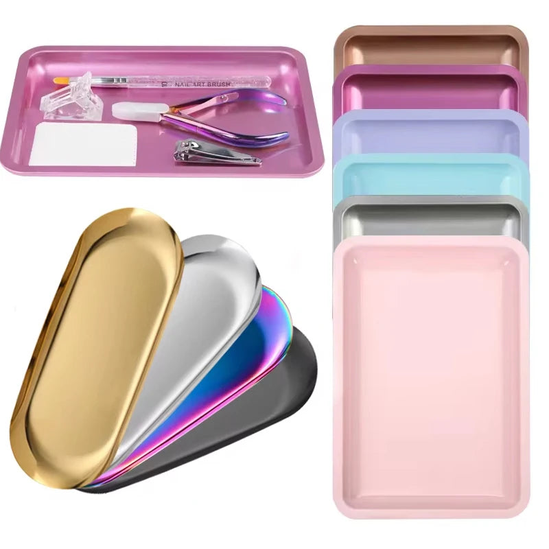 Stainless Steel Nail Art Storage Tray with Versatile Functionality - Smarsty