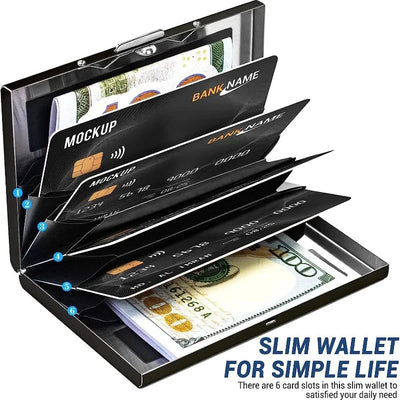 Antitheft ANTI Rfid Blocking ID Bank Credit Card Holder Wallets Men Slim Thin Aluminum Box Metal Mini Minimalist Cardholder Case - Smarsty