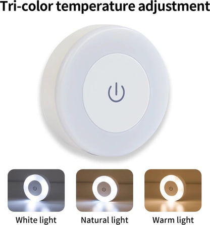 Rechargeable Round LED Wall Lamp with Dimmable Touch Switch - Smarsty