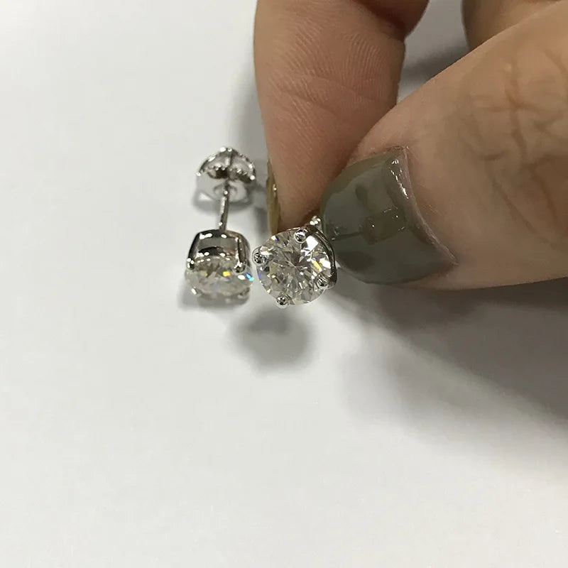 Moissanite Studs 0.5 To 2Ct Sterling Silver Screw Back - Smarsty