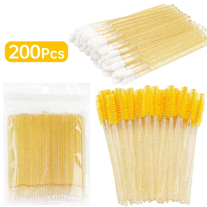 200 Pcs Disposable Makeup Brushes for Eyelash and Lip Application - Smarsty