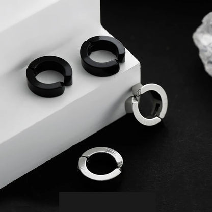 Stainless Steel Ear Clip Earrings No Piercing Black - Smarsty