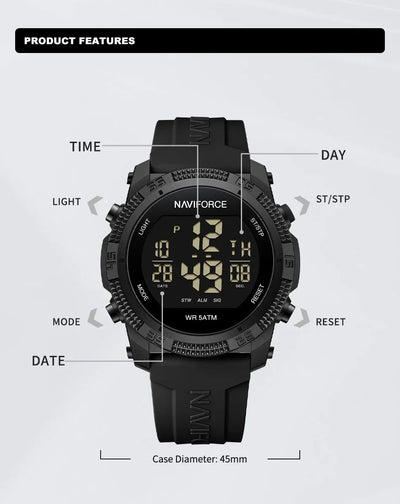 NAVIFORCE NF7104 Men's Waterproof Digital Watch with Alarm - Smarsty
