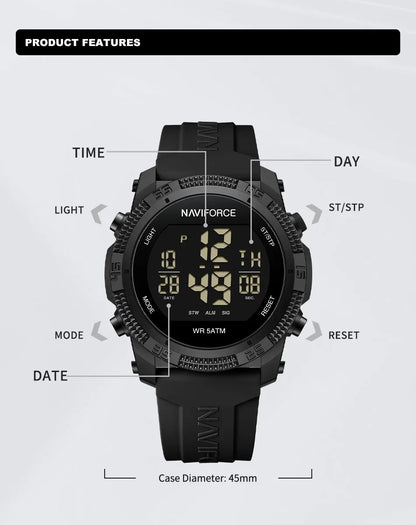 NAVIFORCE NF7104 Men's Waterproof Digital Watch with Alarm - Smarsty