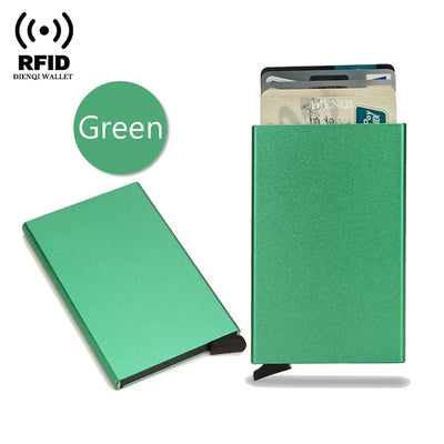 Rfid Credit Card Holder Metal Thin Slim Smart Wallet Men Women Wallets Pop Up Minimalist Small Black Purse Mini Walets for Men - Smarsty